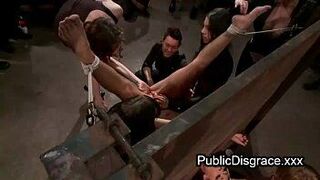 All girl most intense bondage and bdsm in public - porn video