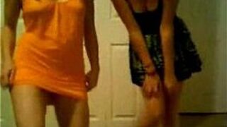 Two teens dancing and stripping - porn video