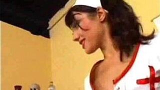 The hottest Russian nurse sandwich - porn video