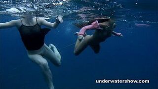 Nastya and Masha are swimming nude in the sea - porn video