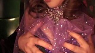 Hikaru Wakabayashi in purple doing sexy dance while she toys her pussy and ass w - porn video