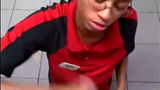 Gas Station Worker Gives Guy Head In Bathroom - porn video