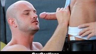 GayCastings thick dick fucks leather SF otter on casting couch - porn video