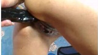 Amateur Girl plays with pussy and dildo in her ass - porn video