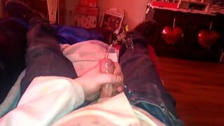 jerking my cock in dirty clothes and pissing - porn video