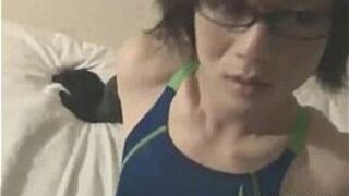 asian crossdresser jerking - porn video