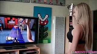 Girl loses video game so has to strip naked - porn video